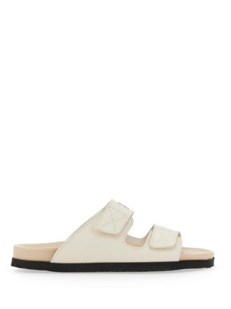 Palm Angels Logo Design Leather Sandal - White