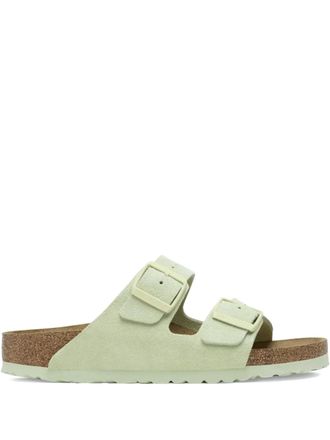 Birkenstock Suède sandalen met dubbele gesp - Groen