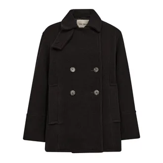 Mos Mosh Double-Breasted Coats, female, Brown, Size: XL Classic Wool Jacket Chocolate Torte