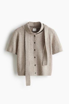 H&M Cardigan mit Schaldetail - Beigemeliert