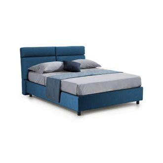 Dmora Cama Matrimonial Annus, Con Colch&oacute;n Incluido, Fundas Desmontables Hecho En Italia, Con Almacenamiento, Azul