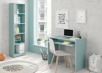 Dmora Librer&iacute;a Lineal Con Cinco Estantes, Color Verde Agua, Medidas 52 X 180 X 25 Cm, Con Embalaje Reforzado - Dmora