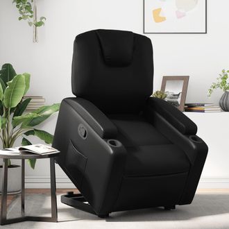 vidaXL Vidaxl - Sill&oacute;n Reclinable Elevable Cuero Artificial Negro