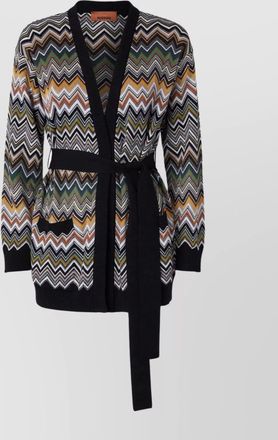 Missoni chevron pattern cardigan belted waist