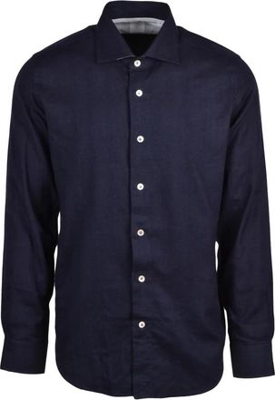 Eleventy Flanellen hemd - Heren - Casual Overhemden - Blauw - XL - Katoen - Overhemden