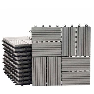 Hhg [NON UTILIZZATO] Piastrelle Premio pavimentazione da esterno Rhone T831 WPC 30x30cm 11 pezzi 1mq grigio quadrati