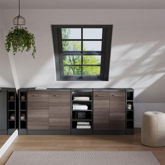 Vicco Conjunto De Armarios Para Techo Inclinado Rion, Gris Noble, 210 Cm Lote De 5 Carcasas De Armario 60 Cm De Profundidad, Vicco
