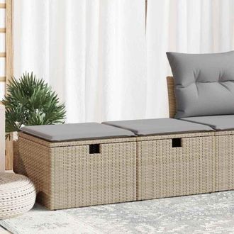 vidaXL Set Divano da Giardino 2 pz con Cuscini Beige Polyrattan Acacia - Vidaxl