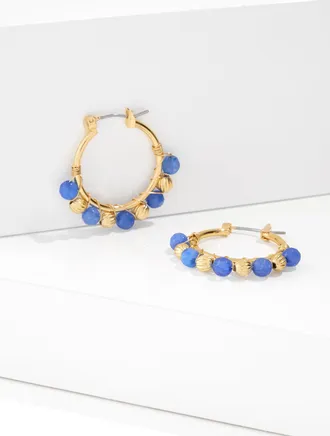 Talbots Delicate Dots Hoop Earrings - Wildflower Blue/Gold - 001 Talbots