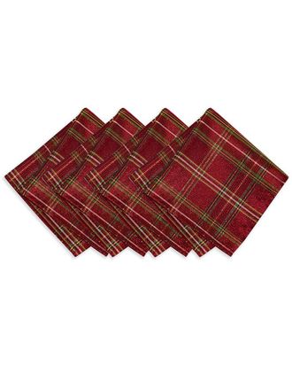 Elrene Set Of 4 Shimmering Plaid Napkins