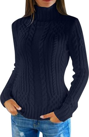 Generic Order Placed Me 2024 Sweatshirts for Women UK Oversized Turtleneck Sweater Women Winter Knitted Wool Knit Bottom Female Long Sleeve Thick My Orders UK