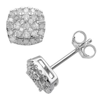 DiamondMuse Diamond Muse 0.50 cttw Sterling Silver Diamond Cluster Halo Stud Earrings