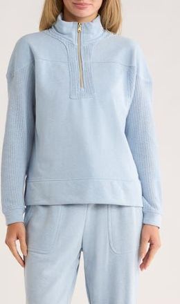 Nanette Lepore Play Seamed Quarter Zip Pullover in Faded Denim at Nordstrom Rack, Size X-Large
