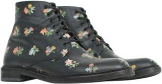 Saint Laurent Black Floral Lolita Ankle Boots Size 36
