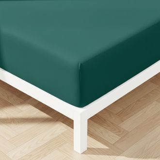 KASANOVA Lenzuolo matrimoniale con angoli in microfibra mano pesca verde scuro