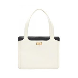Chanel Black White Grained Calfskin Handbag Tote Bag (Pre-Owned)