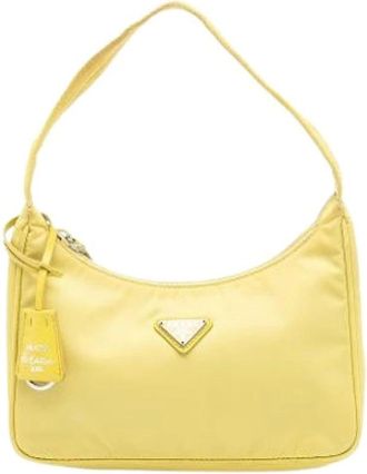 Prada Pre-owned Shoulder Bags, female, Yellow, Size: ONE SIZE Pre-owned Nylon Shoulder Bag