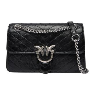 Pinko Love One Light Mini Vitello Wr - Dames - Schoudertassen - Zwart - ONE Size - Tassen
