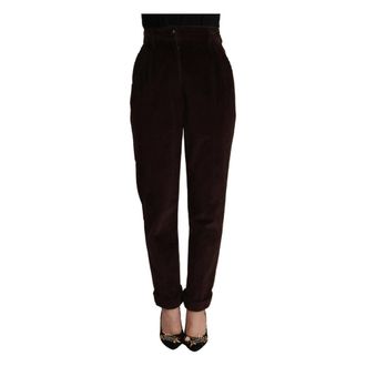 Dolce & Gabbana Slim-fit Trousers, female, Red, XS, Bordeaux Corduroy Cotton Trouser Tapered Trousers