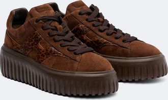 Hogan H645 fur-trimmed leather platform sneakers