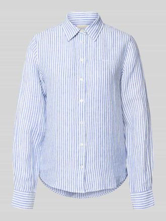 GANT Regular Fit Leinenbluse mit Hemdblusenkragen und Label-Stitching in Royal, Gr&ouml;&szlig;e 34