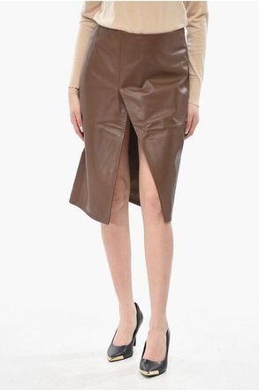 Loulou Studio Leather Skirt EKARE with Front Slit size 42
