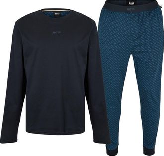 HUGO BOSS Mens Relax Long Set 10269542 02 Pyjama in Dark Blue - Size Medium