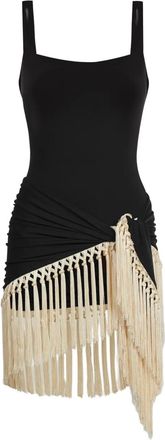 Taller Marmo Costume da bagno Mini Lido con frange - Nero