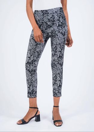 Lisette Hummingbird Embroidery 26 Ric-Rac Trim Ankle Pant In Black/white