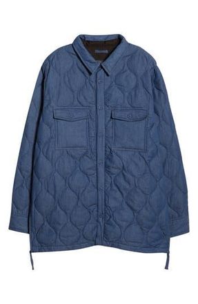 TAION Military Quilted Packable Water Resistant 800 Fill Power Down Shirt Jacket in Indigo Denim at Nordstrom Rack, Size Xx-Large