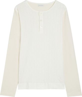 Dries Van Noten Hebton Henley Pointelle Cotton top - Off White - XL