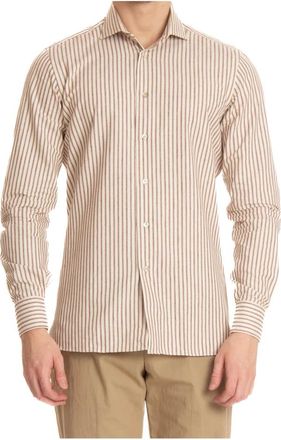 Borriello Overhemden, Heren, Beige, XL, Leer, Casual Shirt