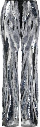 Alberta Ferretti sequin-embellished palazzo pants - women - Polyester/Polyamide/PVC/Polyester/Viscose/glass - 40 - Black