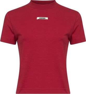 Jacquemus T-Shirts, female, Red, Size: XS Red Logo Embroidered T-shirt