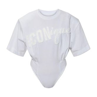 Dsquared2 Body, female, White, Size: 2XS Bodysuit with shoulder pads
