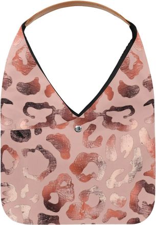 Generic Rose Gold Leopard Pattern Reusable Lightweight Grocery Bags - Foldable Into Compact Pouch, Washable & Sturdy, Multipurpose for Shopping and Travel