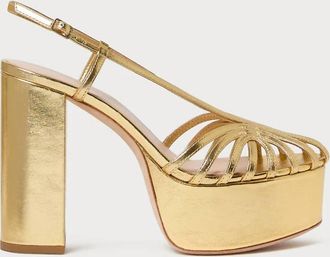 Loeffler Randall Womens Isabella Leather Platform Sandals In Gold