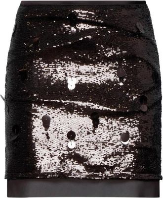 Silvian Heach Minirok met pailletten - Dames - Korte rokken - Bruin - M - Pailletten - Rokken