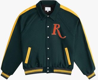 Rhude UnisexS Green Varsity Raglan Jacket, Size XL