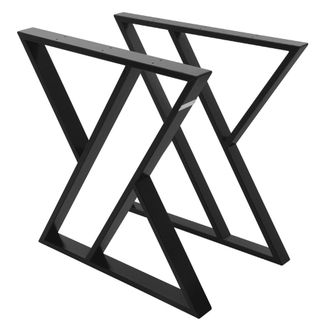 ML Design 2x patas de mesa industrial 69 x al72cm metal en acero negro forma x