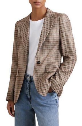 Reiss River Check Blazer in Neutral Check at Nordstrom Rack, Size 10