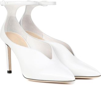 Generic Fashion Stiletto Pointed Toe Strappy Pumps for Womens, Elegant Ankle Strap Buckle Dress High Heels Shoes, Closed Toe Wedding Party Pumps Shoes,White,2