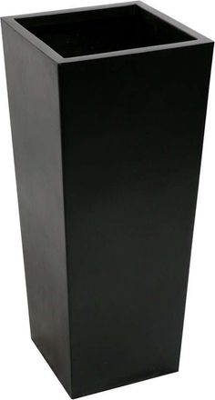 PRIMROSE Tall Flared Square Fibreglass Outdoor Garden Planter Matt Black 90cm