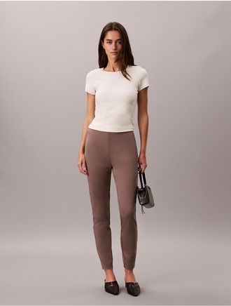 Calvin Klein Womens Ponte Skinny Fit Pants - Grey - XL