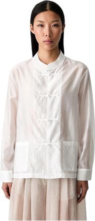 Vicolo Shirt met kikker-sluiting - Dames - Blouses - Wit - S - Polyester - Overhemden