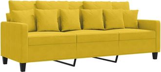 vidaXL Sof&aacute; De 3 Plazas Terciopelo Amarillo 180 Cm Vidaxl