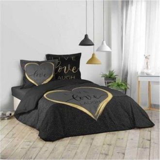 Douceur d'Int&eacute;rieur Douceur-dinterieur Crazy Love Juego De Cama Negro Algod&oacute;n