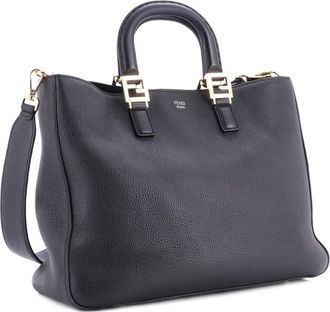 Fendi Selleria FF Handle Tote Leather Medium satchel - Nero
