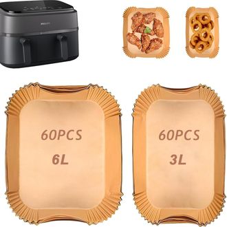 OEM Papel De Horno Adecuado Para La Freidora De Aire Philips Dual Basket De 9 Litros, Papel Pergamino Para La Freidora De Aire Philips Serie 3000, Papel D