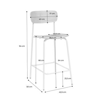 Sweeek Taburete de bar vintage metal y contrachapado, set de 2, gris perlado
